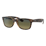 Óculos De Sol Polarizados Ray-ban New Wayfarer Classic Médio Armação De Náilon Cor Matte Havana, Lente Blue/green De Cristal Degradada, Haste Matte Havana De Náilon - Rb2132