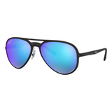 Óculos De Sol Polarizados Ray-ban Rb4320 Chromance Standard Armação De Náilon Cor Matte Black, Lente Blue Degradada/espelhada/chromance, Haste Matte Black De Náilon - Rb4320ch