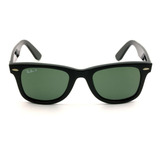 Óculos De Sol Polarizados Ray-ban Wayfarer Ease Standard Armação De Injected Cor Gloss Black, Lente Green De Cristal Clássica, Haste Gloss Black De Injected - Rb4340