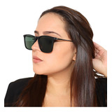 Óculos De Sol Quadrado Preto Fosco Unissex Proteção Uv400