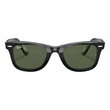 Óculos De Sol Ray-ban Wayfarer Classic Large Armação E Haste De Acetato Cor Polished Black, Lente Green De Cristal Clássica - Rb2140