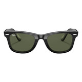 Óculos De Sol Ray-ban Wayfarer Classic Large Armação E Haste De Acetato Cor Polished Black, Lente Green De Cristal Clássica - Rb2140