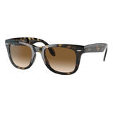 Óculos De Sol Ray-ban Wayfarer Folding Classic Extra Large Armação De Náilon Cor Polished Tortoise, Lente Light Brown De Cristal Degradada, Haste Polished Tortoise De Náilon - Rb4105