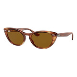 Óculos De Sol Ray-ban Wayfarer Nina Médio Armação De Propionato Cor Gloss Tortoise, Lente Brown Clássica, Haste Gloss Tortoise De Propionato - Rb4314n