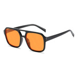 Óculos De Sol Retro Quadrado Lente Laranja Vintage Unissex