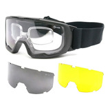 Óculos Goggle Proteção Balística 3 Lentes Anti-embaçamento Avb T7347