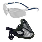Oculos Militar Mascara Proteçao Airsoft Meia Face Tela Cores