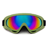 Oculos Motocross Proteção Trilha Esqui Verde Lente Espelhada