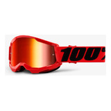 Óculos Motorcycle Bike Moto 100% Strata 2 Espelhado Red Pro