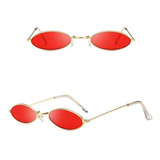 Óculos Oval Redondo Pequeno Trap Hype Retro Vermelho Fino