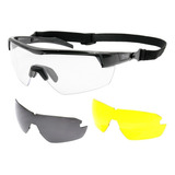 Óculos Proteção Balística 3 Lente Anti-embaçamento Avb T9096 Cor Preto Bk
