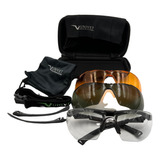 Óculos Proteção Balística Univet 5x1bk Kit Completo 3 Lentes