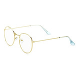 Oculos Redondo Anti Luz Raios Azul Dourado Uv O9523