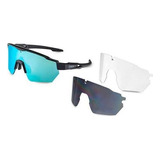 Óculos Sol Bike Beach Tennis Volei Corrida Praia Atrio Bi235 Cor Da Armação Preto Cor Da Lente Azul