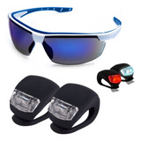 Oculos Sol Ciclismo Bike Uv Esportivo Kit Lanterna