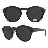 Óculos Solar Polarized Hb Buzz Matte Black Lt Gray Redondo