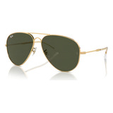 Óculos De Sol - Ray-ban - Old Aviator - Rb3825 001/31 62 Armação Arista Gold Haste Arista Gold Lente Verde Desenho Piloto