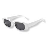 Óculos De Sol Hype Retro Vintage Retangular Preto Unissex Cor Branco Desenho Branco