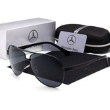 Óculos De Sol Mercedes Benz Metal Polarizado Uv400 Luxo Cor Preto Armação Preto Lente Preto