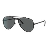 Óculos De Sol Ray-ban Aviator New Aviator Extra Extra Large Armação De Metal Cor Polished Black, Lente Grey De Cristal Clássica, Haste Polished Black De Metal - Rb3625