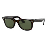 Óculos De Sol Ray-ban Wayfarer Original Classic Large Armação De Acetato Cor Polished Tortoise, Lente Green De Cristal Clássica, Haste Polished Tortoise De Acetato - Rb2140