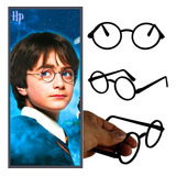 Óculos Infantil Redondo Preto Sem Lentes Cosplay Harry Potte
