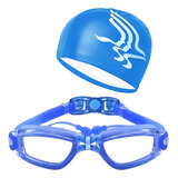 Óculos Natação Mergulho Piscina Sport Profissional Com Touca Cor Azul/transparente