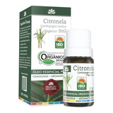 Óleo Essencial Citronela Orgânico Cymbopogon Nardus 5ml Wnf