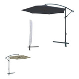 Ombrelone Suspenso Lateral Sol Piscina 3m Azul Bege C/ Capa
