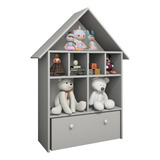 Organizador Casinha Infantil Mdf 100% Brinquedos Cinza