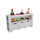 Organizador Com Baús Porta Livros E Porta Carrinhos 100% Mdf