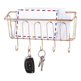 Organizador De Cartas E Porta Chaves Parede Em Rose Gold 