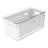 Organizador De Geladeira Com Cesto Escorredor Tampa 5l