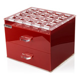 Organizador De Maquiagens Realce Em Acrílico Vermelho