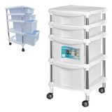 Organizador Gaveteiro C/4 Gavetas(2g E 2p) E Rodízios Branco