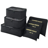 Organizador Mala Kit Look Roupas Viagem 6 Prático Necessaire Cor Preto