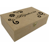 Organizadora Caixa Porta Jóias Bijuteria Flores Mdf Cru