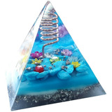 Orgonite Piramide- Azul 15 - Pirita- Abundancia Prosperidade