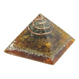 Orgonite Pirâmide 4cm Prosperidade - Pirita E Olho De Tigre