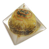 Orgonite Pirâmide Abundância Alecrim Pirita E Citrino 6,5cm