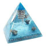 Orgonite Piramide Azul 11- Pirita- Abundancia Prosperidade