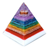 Orgonite Pirâmide Dos 7 Chakras Proteção Equilíbrio 10,5 Cm