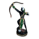 Orixá Oxóssi Resina 15 Cm Verde Escultura