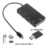 Otg Hub Cabo Micro Usb Tipo C 4 Portas Android Samsung 