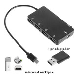 Otg Hub Cabo Micro Usb Tipo C 4 Portas Android Samsung 