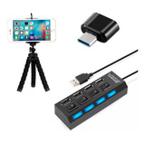 Otg Usb C + Suporte Tripé Kit Celular Gamer + Hub 4 Portas