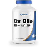 Ox Bile 125mg 240 Capsulas Nutricost Sais Biliares * Eua