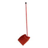 Pá Lixo Plástica Multiuso Vermelha Com Cabo Longo De 80cm
