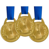 Pack C/ 10 Medalhas Ax Esportes 35mm H. Mérito Douradas