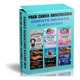 Pack Canva Editável Convites Infantil Aniversario 415 Artes